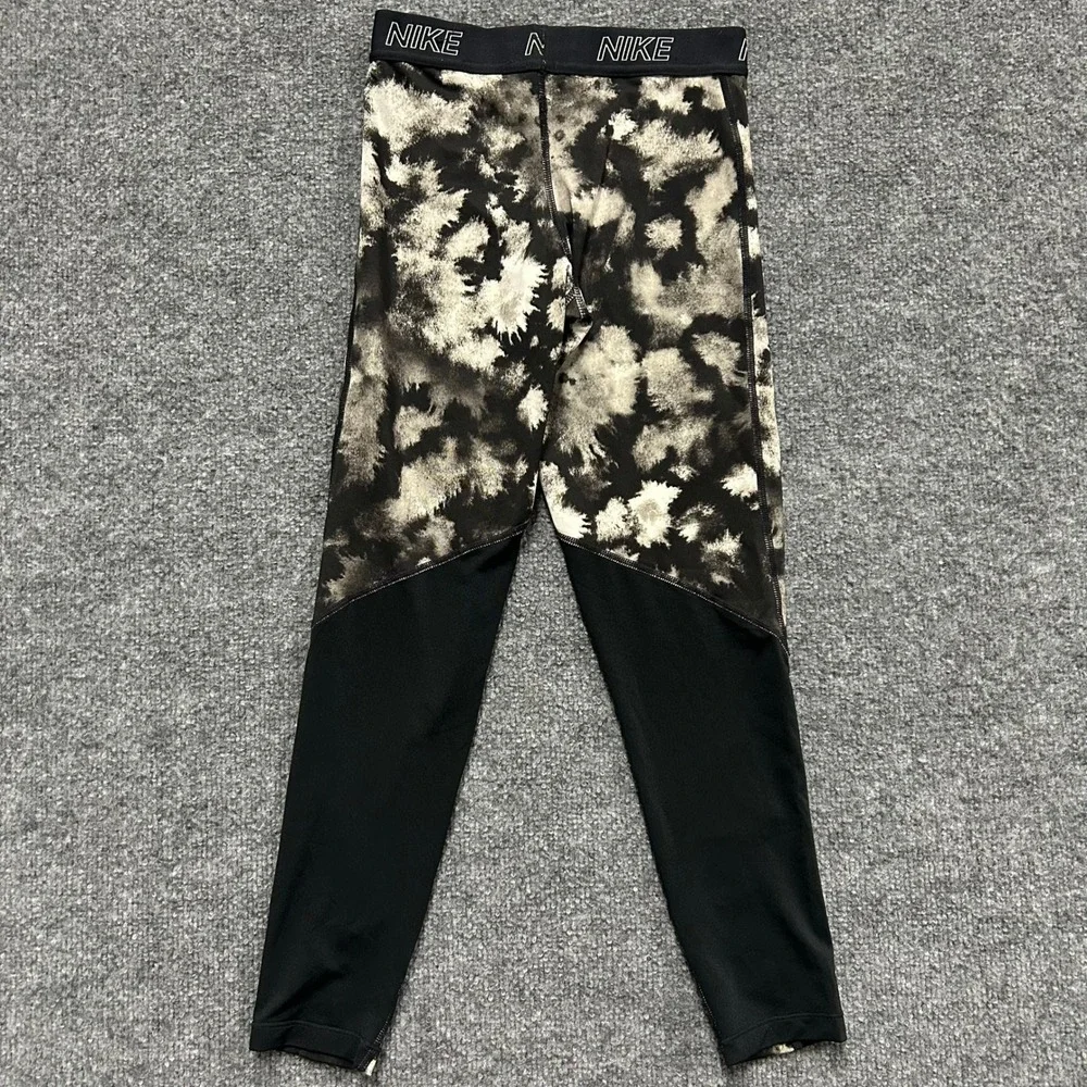 Nike Leggings Womens Size XS Black White Tie Dye Pro Mesh Athletic Compression